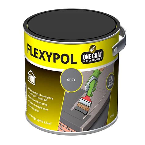 flexypol one coat waterproofer  The product will ˜ll and bridge cracks up to 10 mm wide, but where wider cracks are present these should5060382235280 Roof Pro Flexypol One Coat Black Roofing Waterproofer, 1l: Sold on B & Q, part of Coats range, made by Roof pro, Roof pro Coats range, Staall